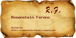 Rosenstein Ferenc névjegykártya
